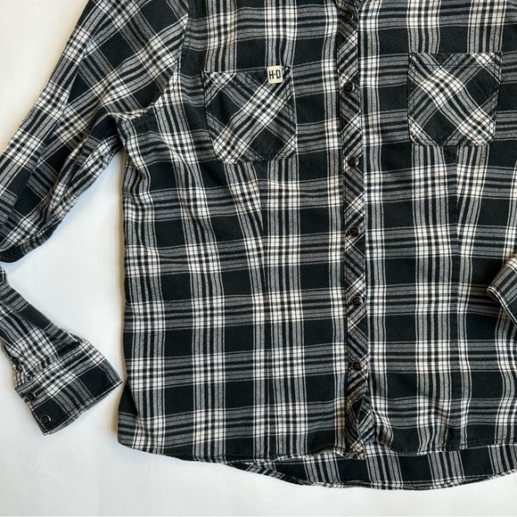 Harley-Davidson Women’s Black Plaid Flannel Button Up One 1 XL - Picture 6 of 11